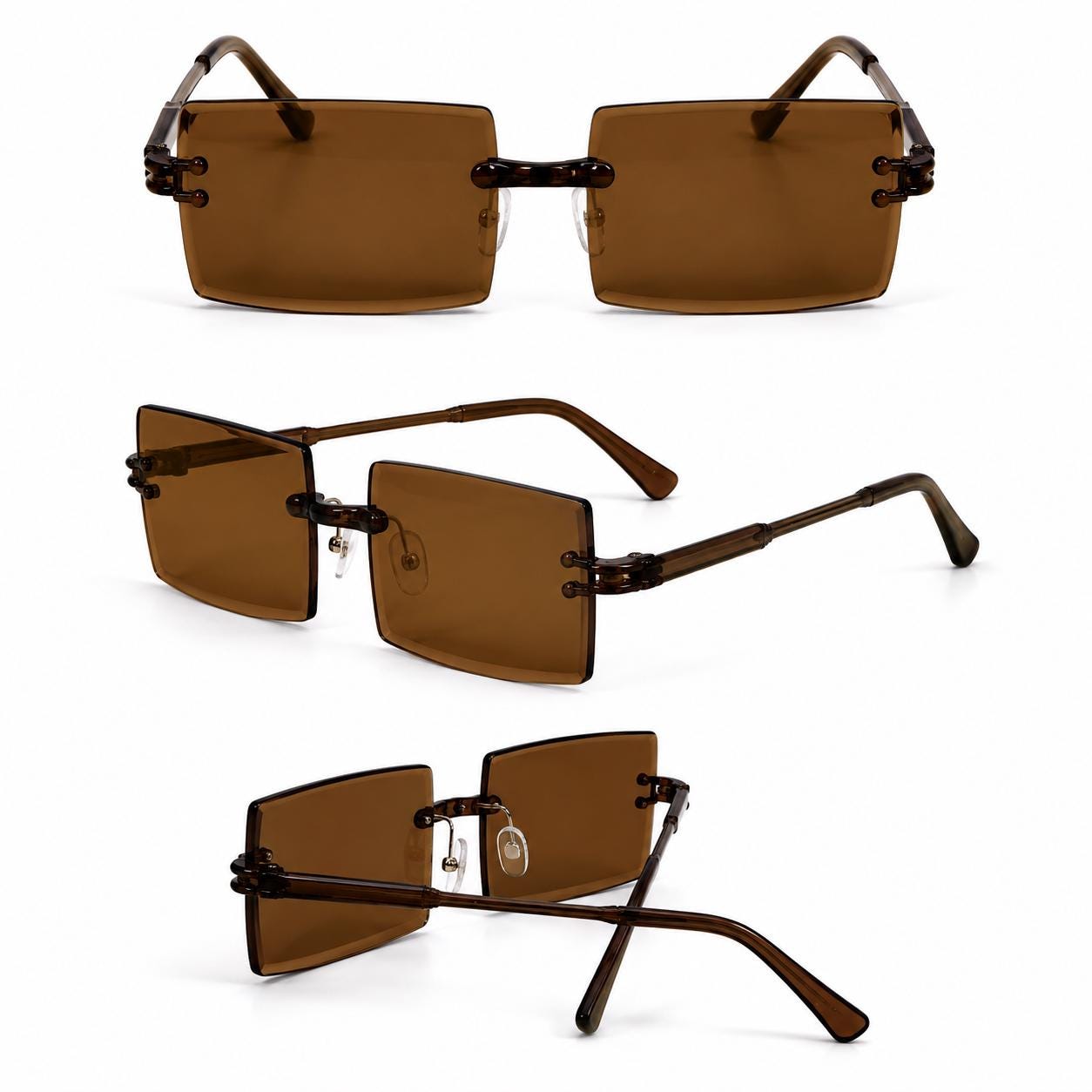 Retro Rimless Rectangle Sunglasses | Y2K Frameless Fashion Shades | Lightweight Unisex UV400 Eyewear | Chapeau by Jess