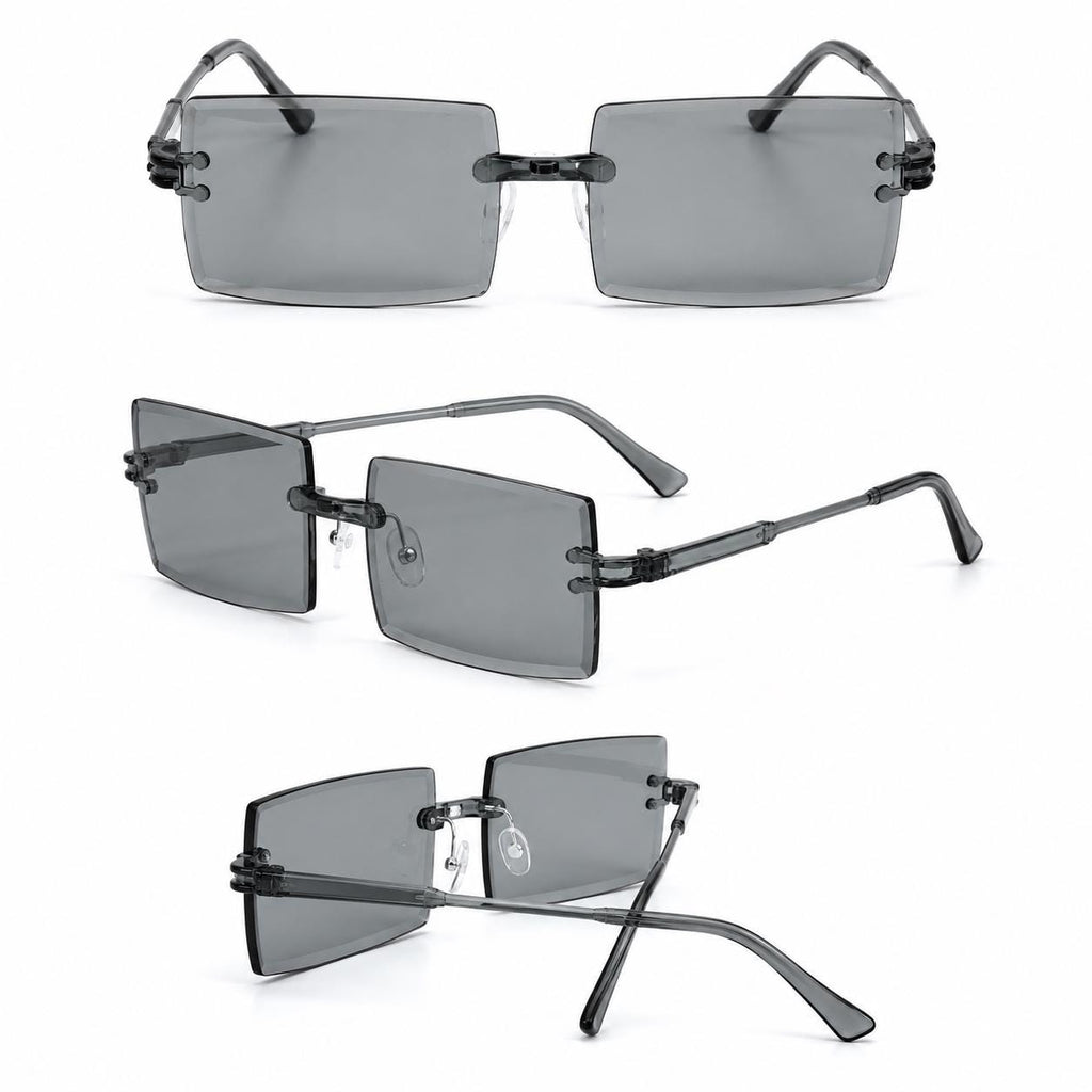 Retro Rimless Rectangle Sunglasses | Y2K Frameless Fashion Shades | Lightweight Unisex UV400 Eyewear | Chapeau by Jess