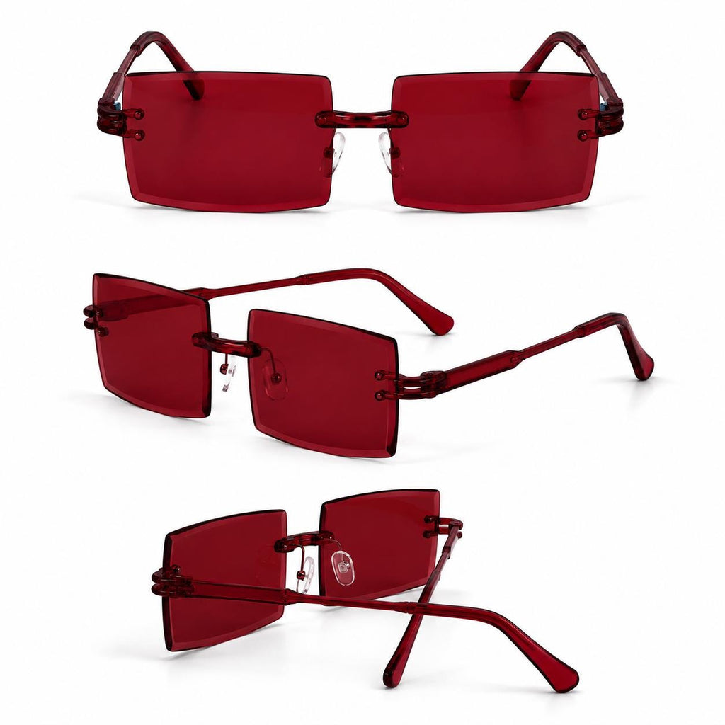 Retro Rimless Rectangle Sunglasses | Y2K Frameless Fashion Shades | Lightweight Unisex UV400 Eyewear | Chapeau by Jess