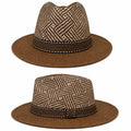 Premium Woven Fedora Hat | Wide Brim Summer Straw Hat | Lightweight Unisex Sun Hat | Brown & Black Variants