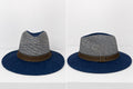 Navy & Ivory Woven Fedora Hat for Women | Wide Brim Summer Sun Hat | Lightweight Fashion Straw Hat | Chapeau by Jess