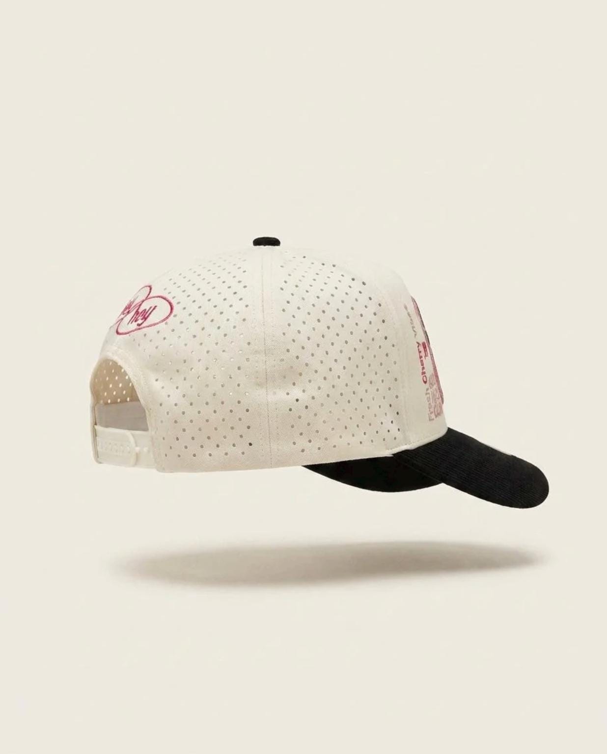 Good Mood Club Cherry Trucker Hat - Cream & Black Snapback