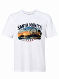 Santa Monica Pier Vintage Graphic T-Shirt | California Beach Sunset Tee | Los Angeles Souvenir Shirt
