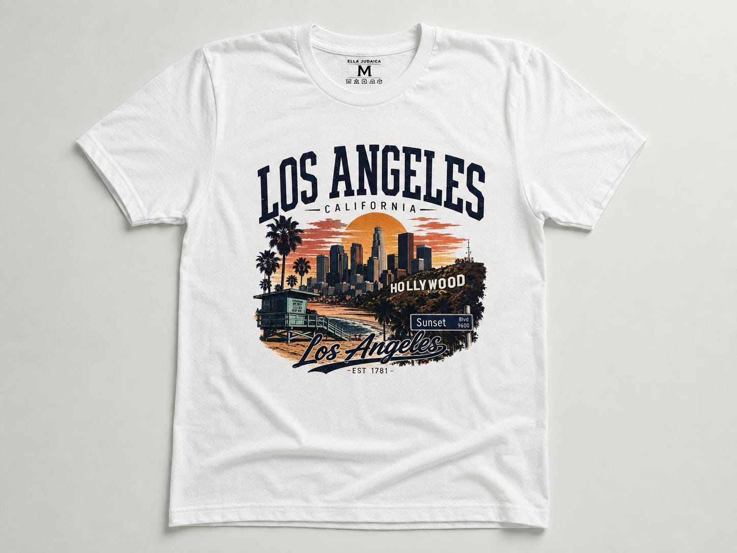 Los Angeles California Vintage Graphic T-Shirt | LA Hollywood Sunset Unisex Tee | Chapeau by Jess
