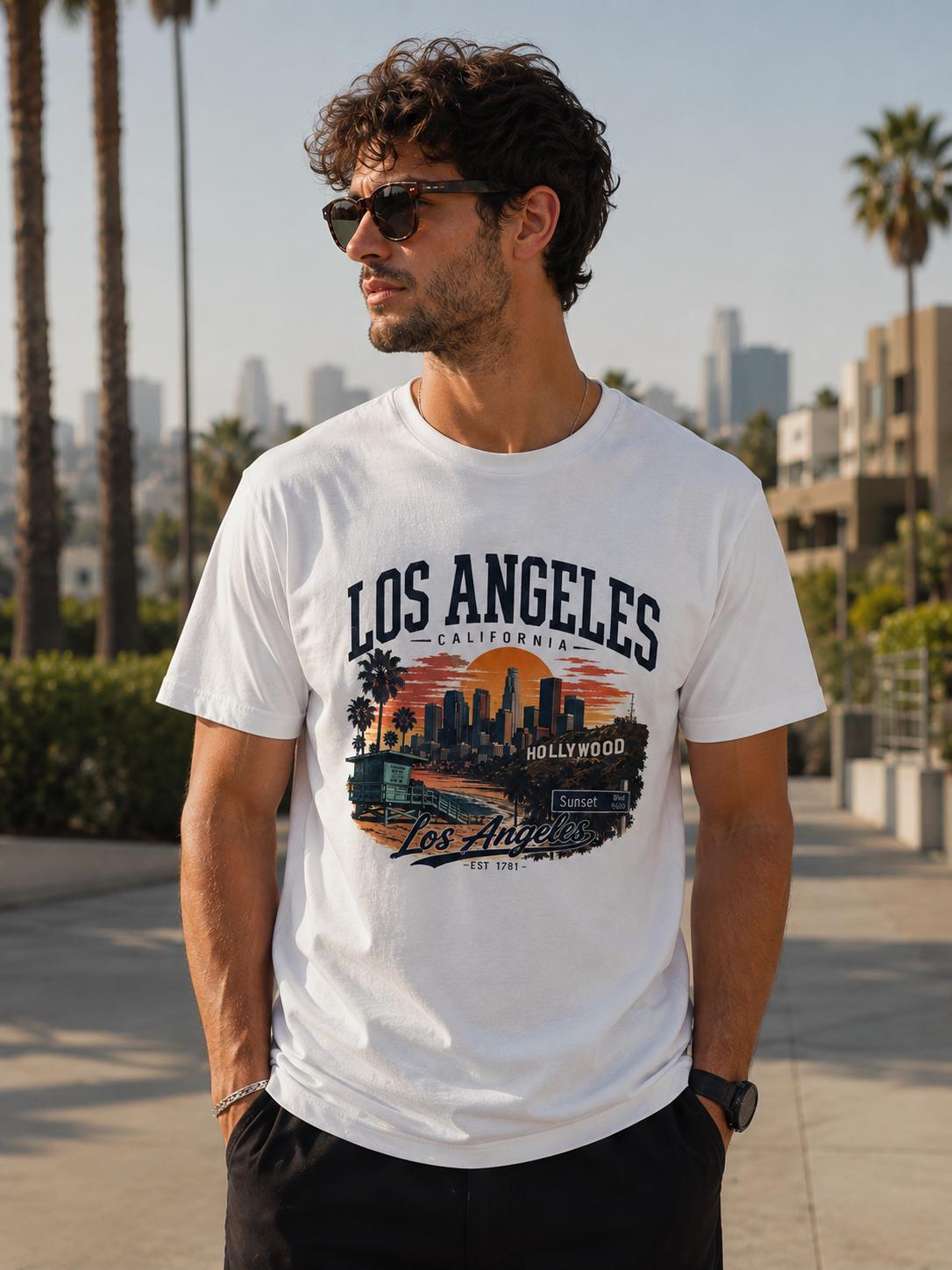 Los Angeles California Vintage Graphic T-Shirt | LA Hollywood Sunset Unisex Tee | Chapeau by Jess