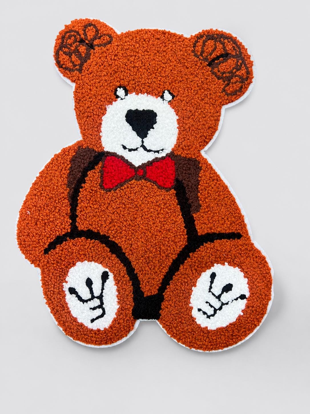 Large Teddy Bear Chenille Patch – 11" × 8.5" Iron-On or Sew-On Appliqué for Tote Bags, Jackets, Sweatshirts & DIY Crafts