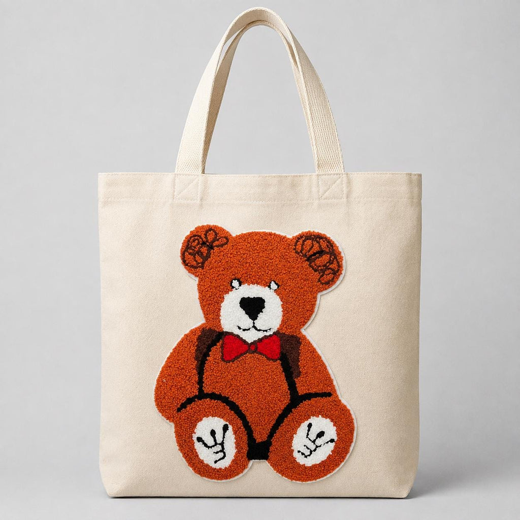 Large Teddy Bear Chenille Patch – 11" × 8.5" Iron-On or Sew-On Appliqué for Tote Bags, Jackets, Sweatshirts & DIY Crafts