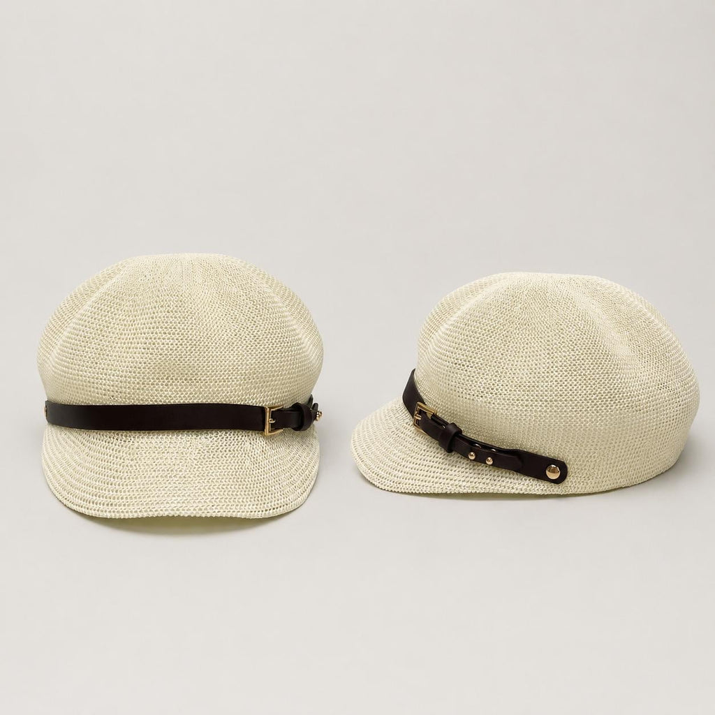 Unisex Woven Baker Boy Cap with Buckle Strap | Lightweight Summer Hat