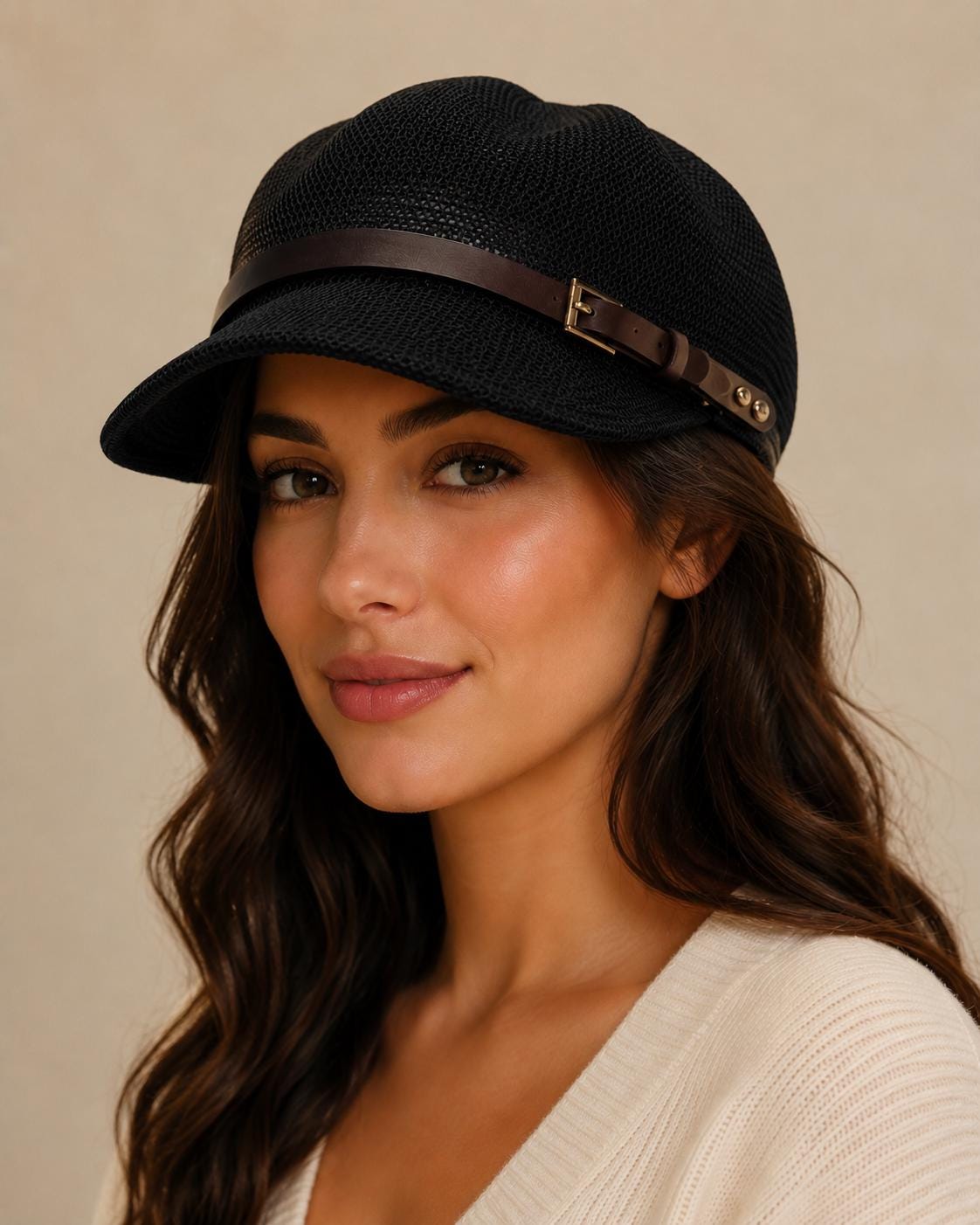 Unisex Woven Baker Boy Cap with Buckle Strap | Lightweight Summer Hat