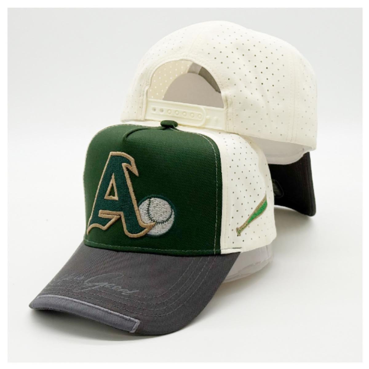 Athletics-style A cap in green and white