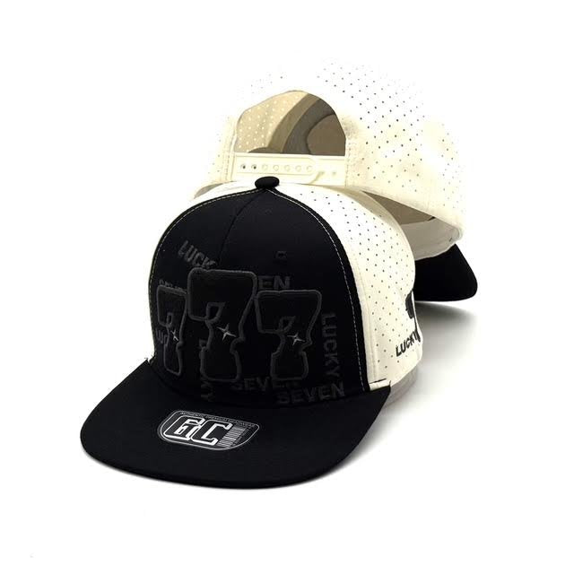 777 Lucky Seven snapback in black and cream