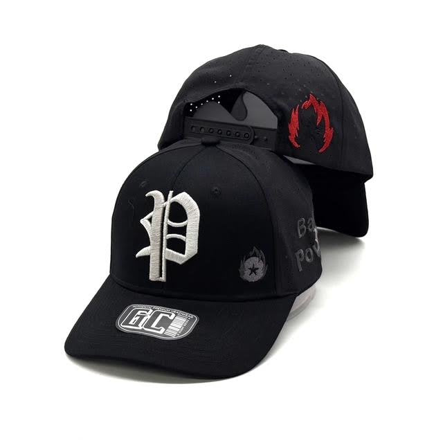 Old English P cap in all black