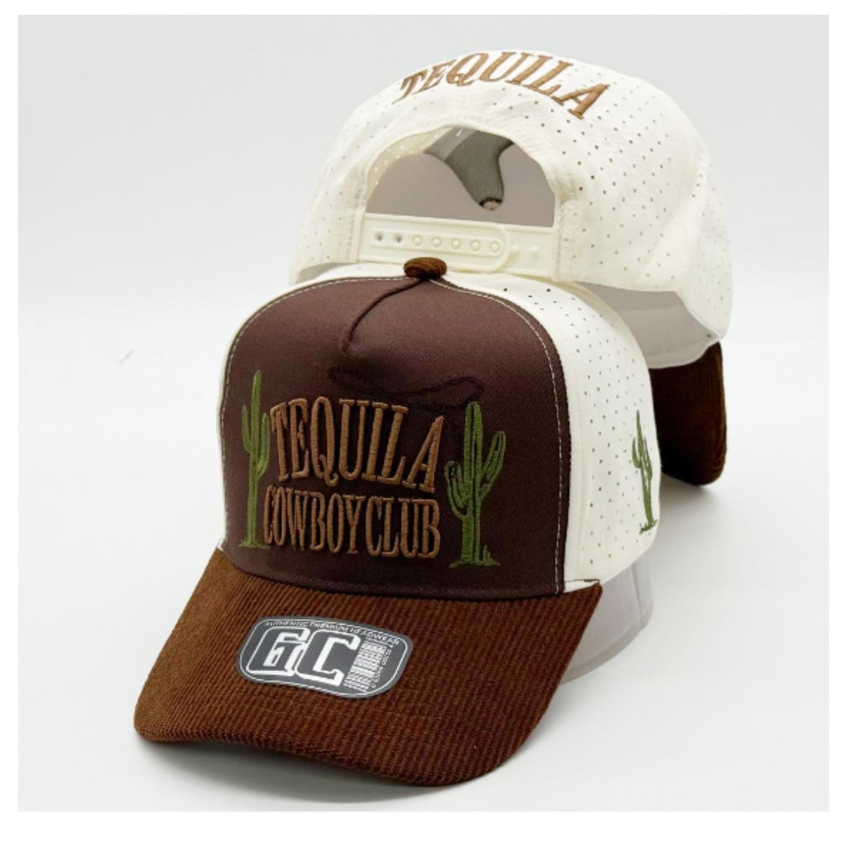 Tequila Cowboy Club trucker cap in brown and tan