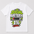 Social Battery 1% T-Shirt, Funny Introvert Graphic Tee, Low Battery Unisex Shirt